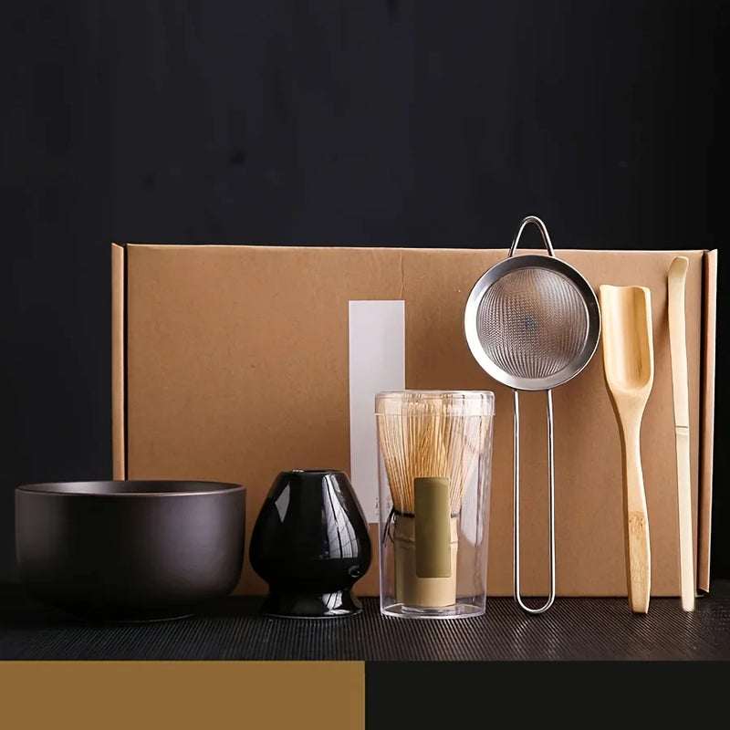 Set de ceai Matcha japonez - set din 6 piese cu bol, lingură, bici și strecurătoare
