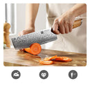 XINZUO Cuțit Nakiri realizat din oțel damascat pudrat