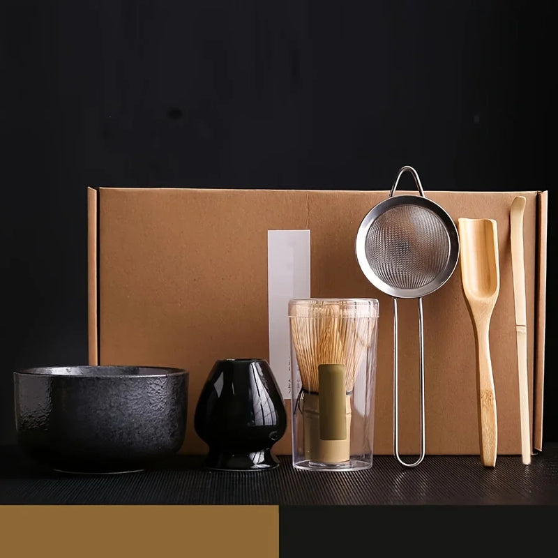 Set de ceai Matcha japonez - set din 6 piese cu bol, lingură, bici și strecurătoare