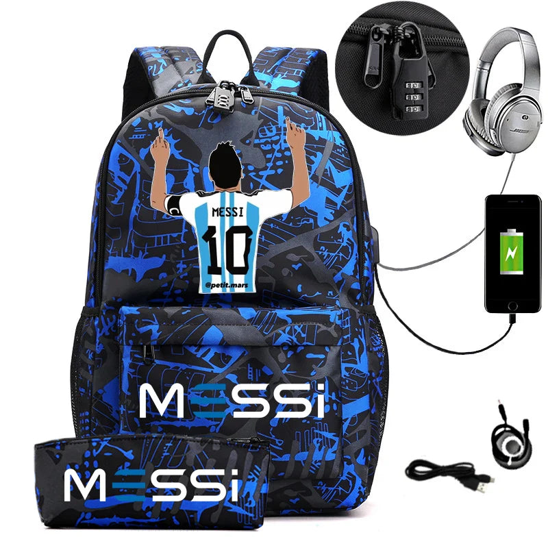 Rucsac școlar de design și penar Lionel Messi - mai multe variante