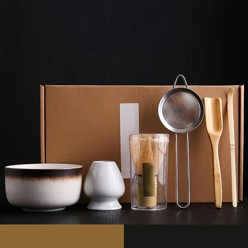 Set de ceai Matcha japonez - set din 6 piese cu bol, lingură, bici și strecurătoare