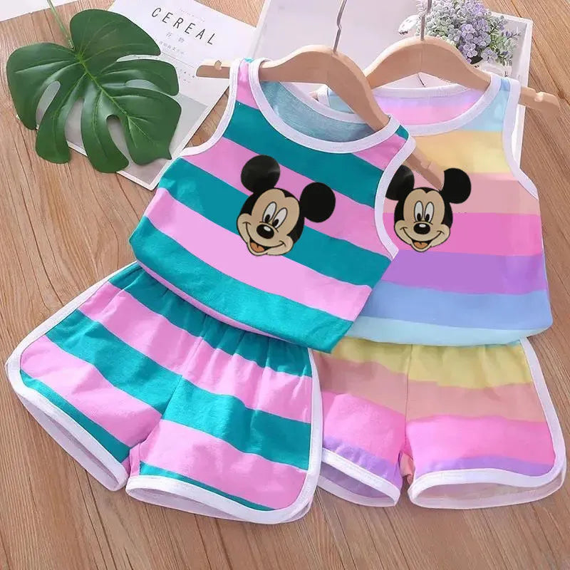 Fete de vară set rezervor de top și pantaloni scurți Mickey Mouse - mai multe variante