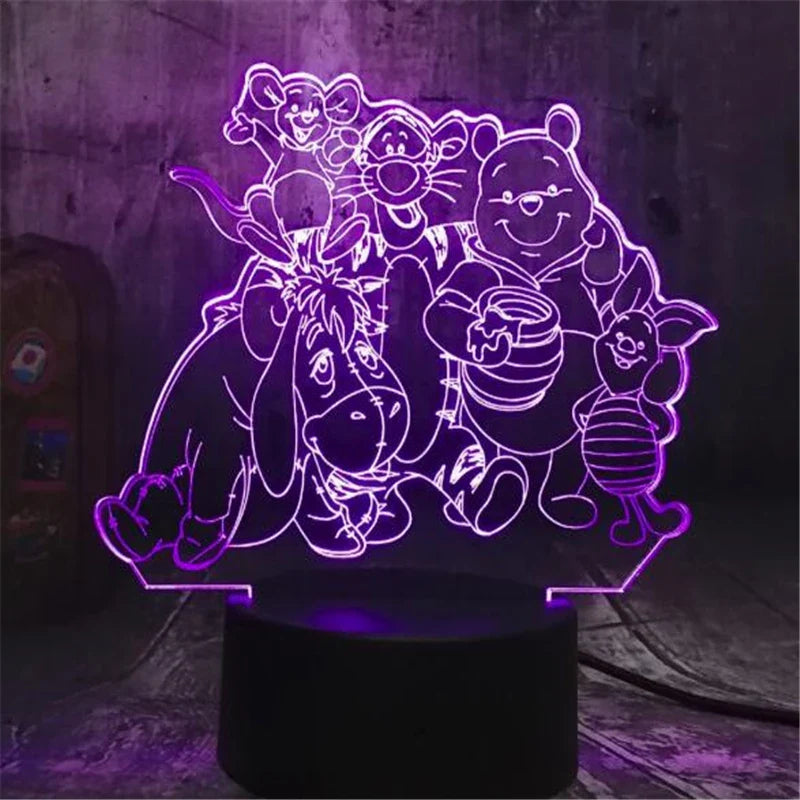 Lampă cu iluzii 3D Winnie The Pooh - mai multe variante