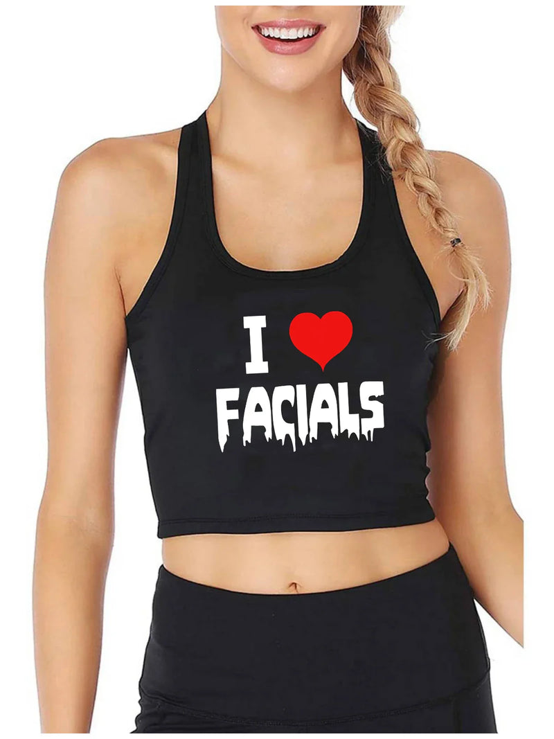 Crop top amuzant pentru femei Iubesc tratamentele faciale - mai multe variante