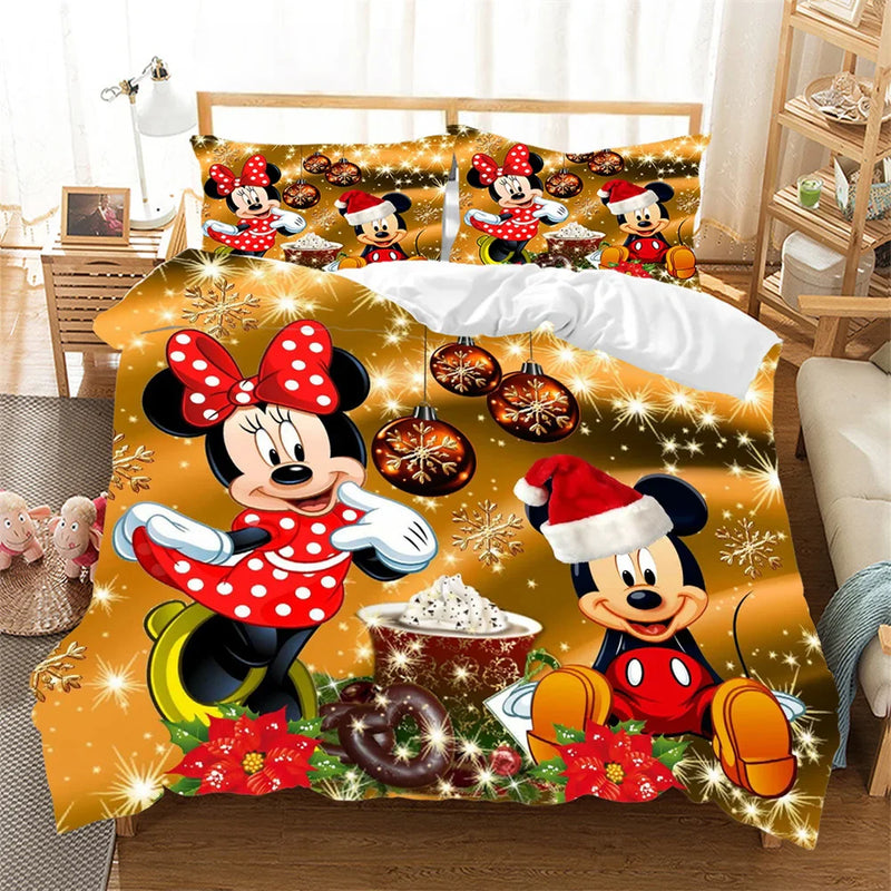 Lenjerie de pat de Crăciun pentru copii Mickey Mouse și Minnie Mouse - mai multe variante