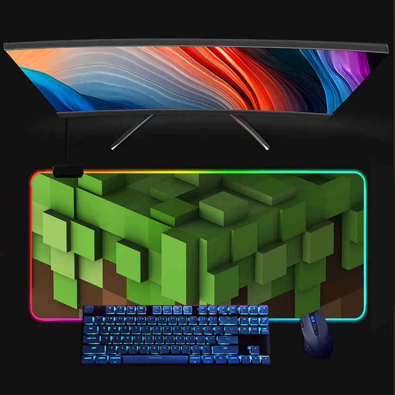 RGB luminos tastatură și mouse pad Minecraft - mai multe variante