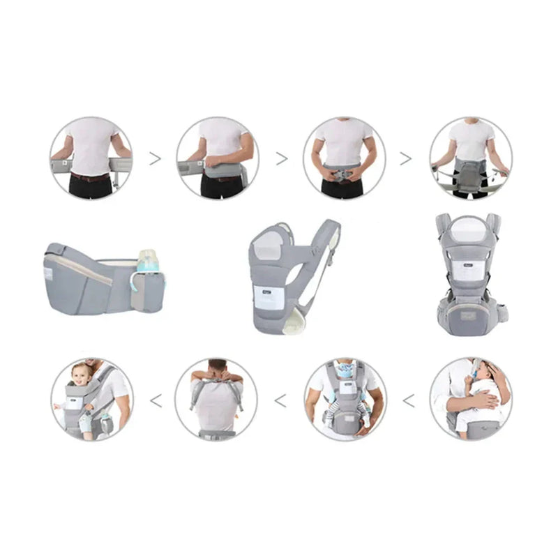 Port-bebeluș ergonomic cu scaun lombar multifuncțional - mai multe variante