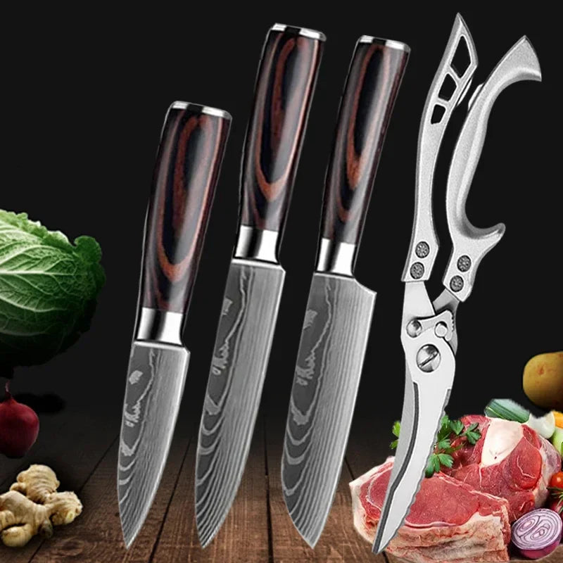 Set de cuțite de bucătărie SharpMaster™ cu model Damascene și foarfece