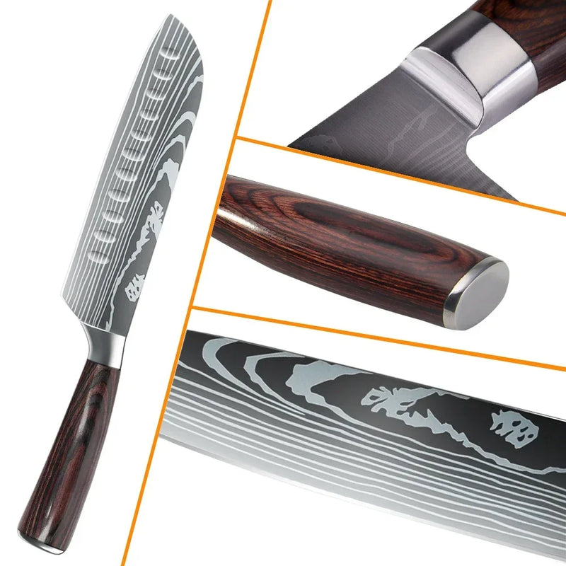 Set profesional de cuțite de bucătărie din oțel Damascus NordicSteel™