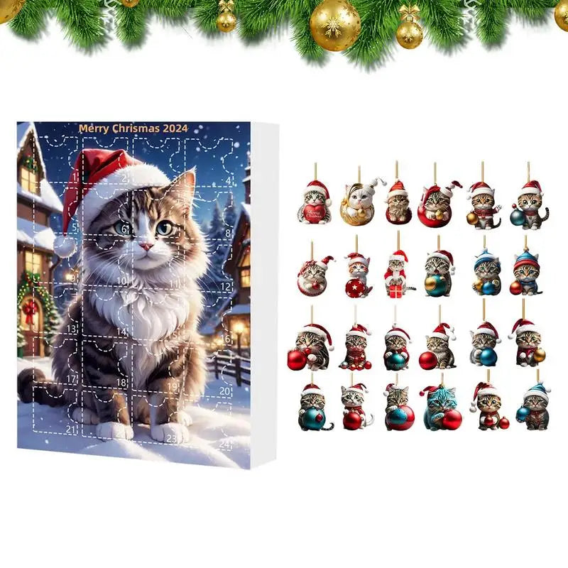 Calendar de Advent cu ornamente pentru copac - pisică
