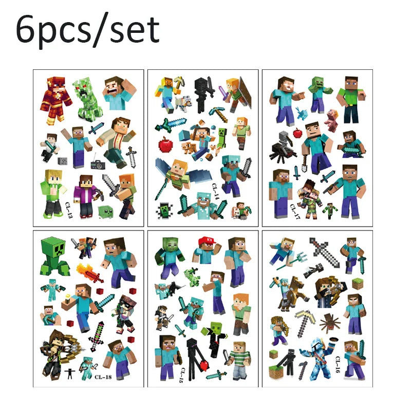 Tatuaje pentru copii Minecraft - pachet de 6