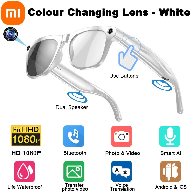 Ochelari inteligenți Xiaomi cu cameră - 1080p HD, 100 Mpx, apeluri Bluetooth și asistent AI