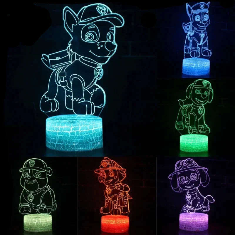 Lampă cu iluzie 3D Paw Patrol - mai multe variante