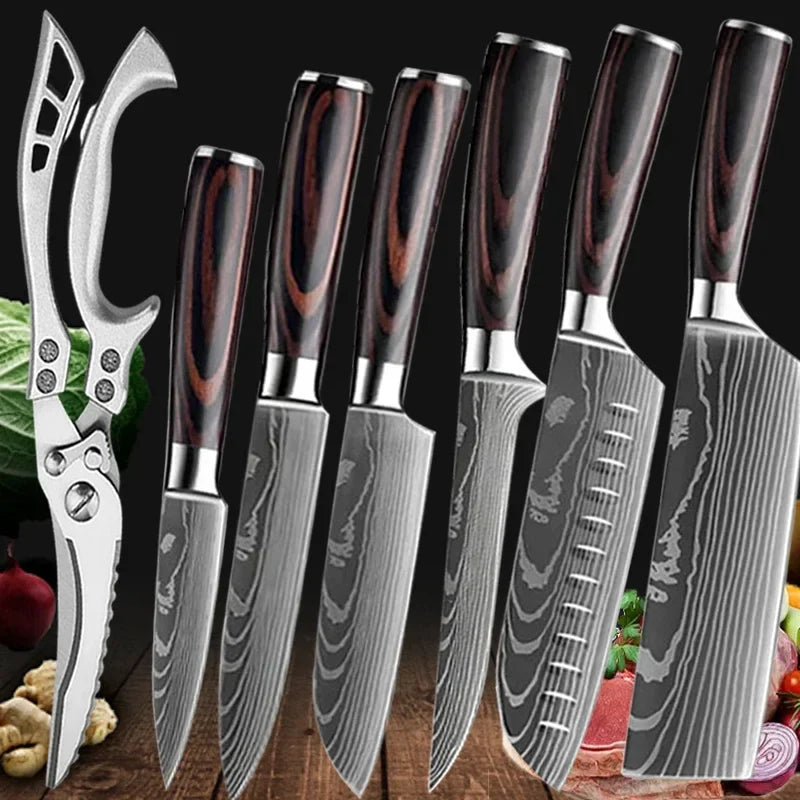 Set de cuțite de bucătărie SharpMaster™ cu model Damascene și foarfece