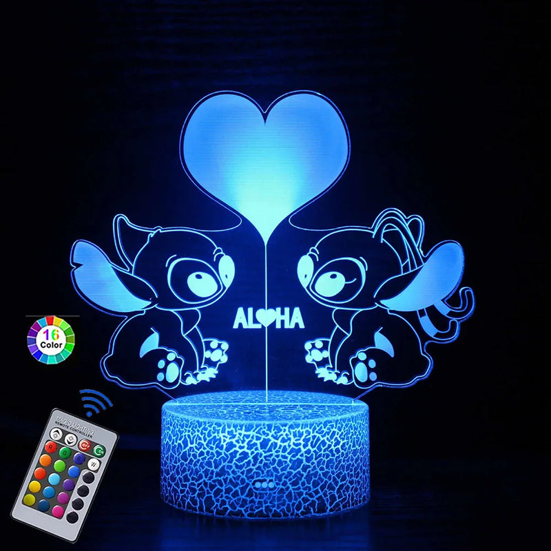 Lampă cu iluzii 3D Stitch - mai multe variante