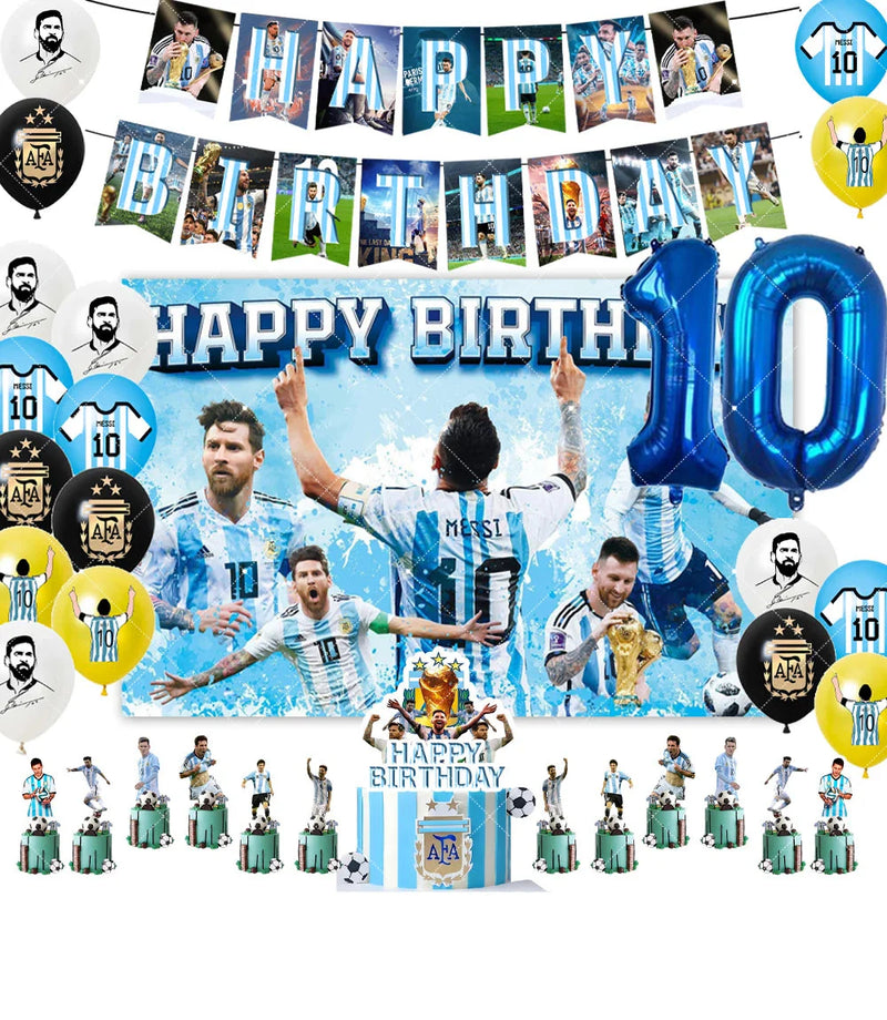 Set de petrecere de fotbal pentru ziua de naștere cu baloane Lionel Messi - mai multe variante