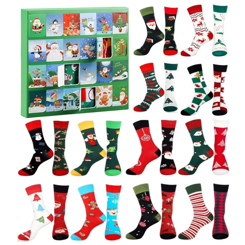 Calendar Advent cu șosete de Crăciun - 24 de bucăți (12 perechi)