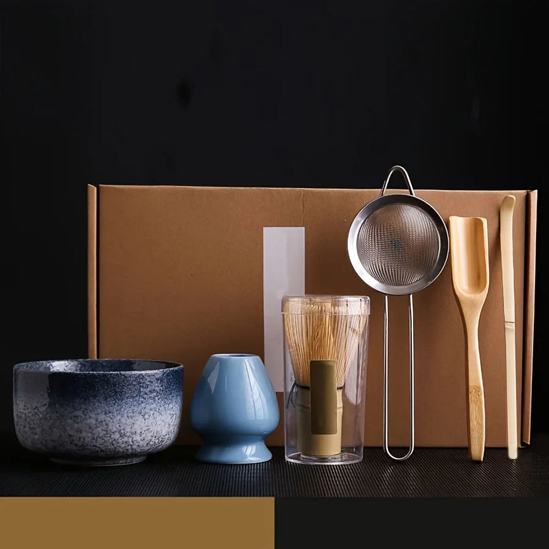 Set de ceai Matcha japonez - set din 6 piese cu bol, lingură, bici și strecurătoare