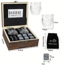 Set elegant de whisky - pahar și cuburi de răcire în cutie de lemn
