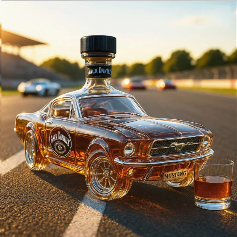 Design sticla de whisky cu motiv masina - mai multe variante