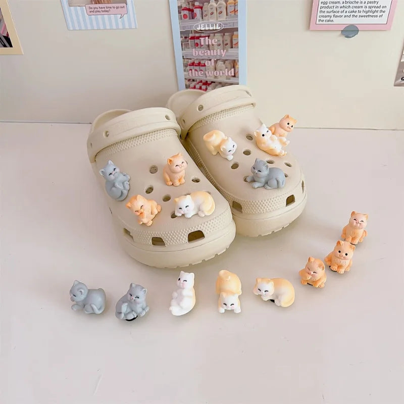 Podoabe mari pentru pantofi Crocs în formă de pisici - 8 buc