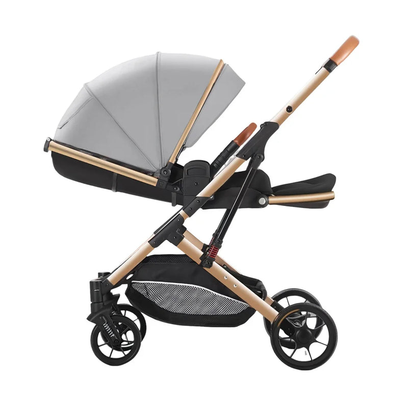 Cărucior compact de lux cu înclinare și pliere ușoară