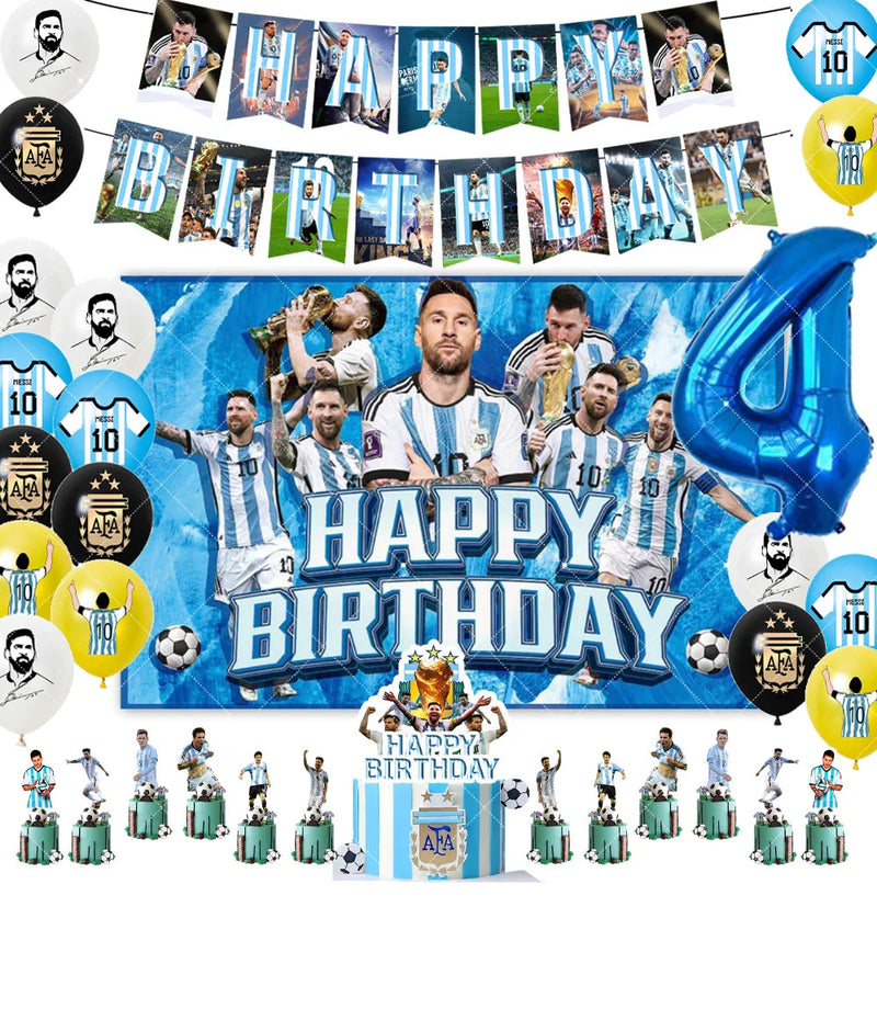 Set de petrecere de fotbal pentru ziua de naștere cu baloane Lionel Messi - mai multe variante