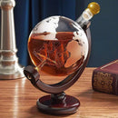 Decanter de lux în formă de glob - set cadou pentru whisky cu bază din lemn