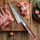 Cuțit Honesuki realizat din oțel damascat