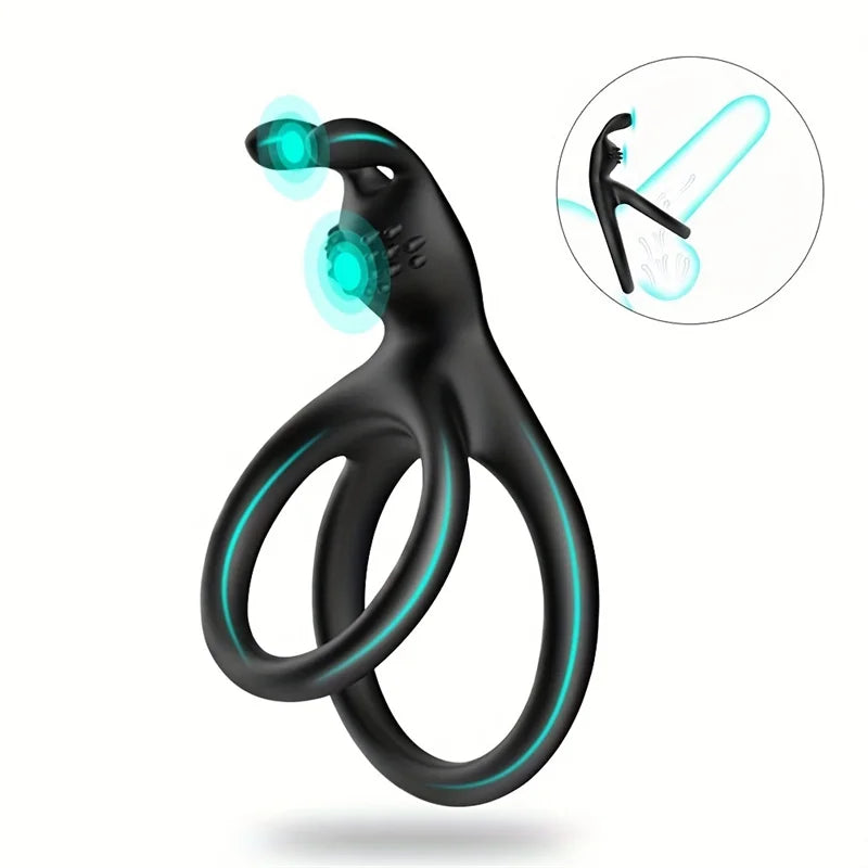 Inel de erecție vibrator cu stimulare clitoridiană