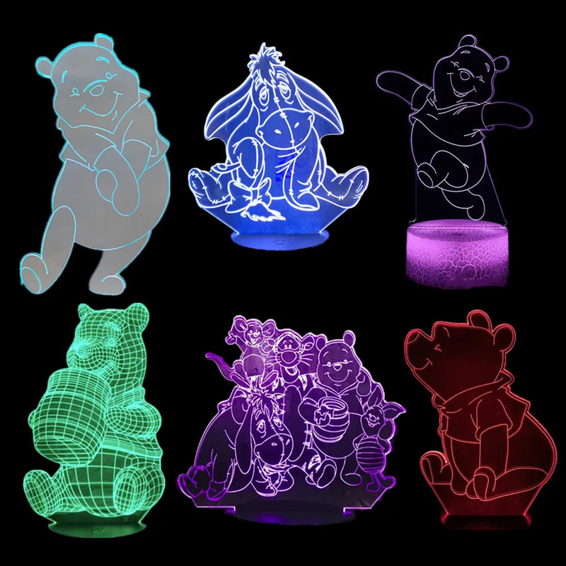 Lampă cu iluzii 3D Winnie The Pooh - mai multe variante