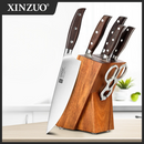 XINZUO - Set de cuțite de bucătărie din oțel german - Set de 7 piese cu suport din lemn pentru cuțite
