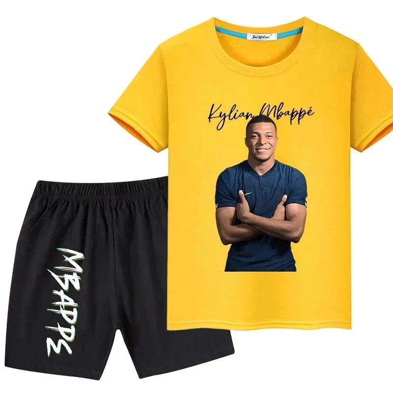 Tricou de vară pentru copii și pantaloni scurți Kylian Mbappé - mai multe variante
