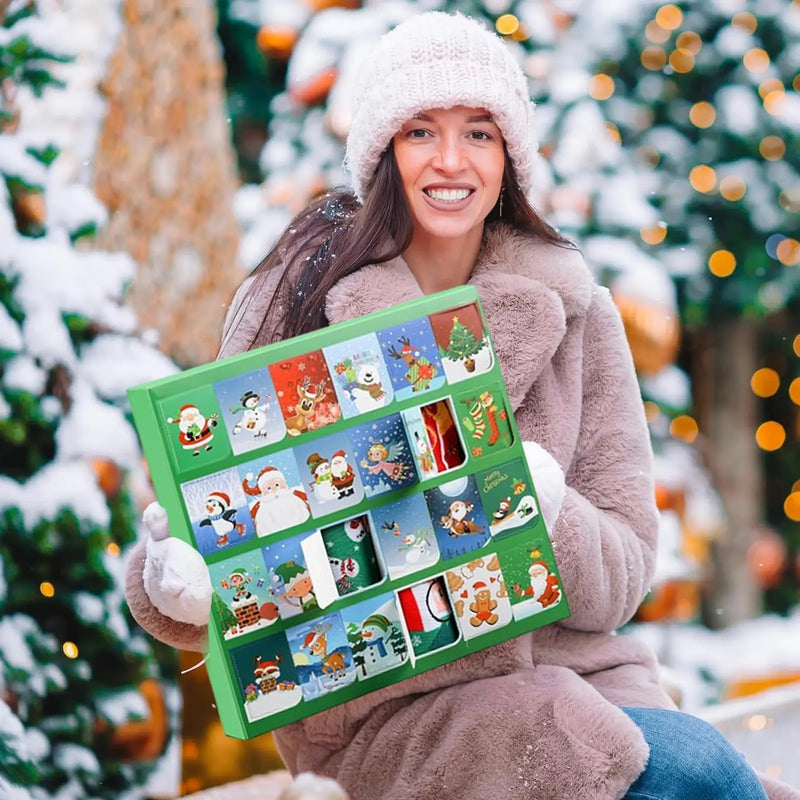 Calendar Advent cu șosete de Crăciun - 24 de bucăți (12 perechi)