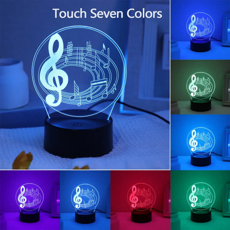 Lampă cu iluzie 3D cu motiv de cheie de vioară