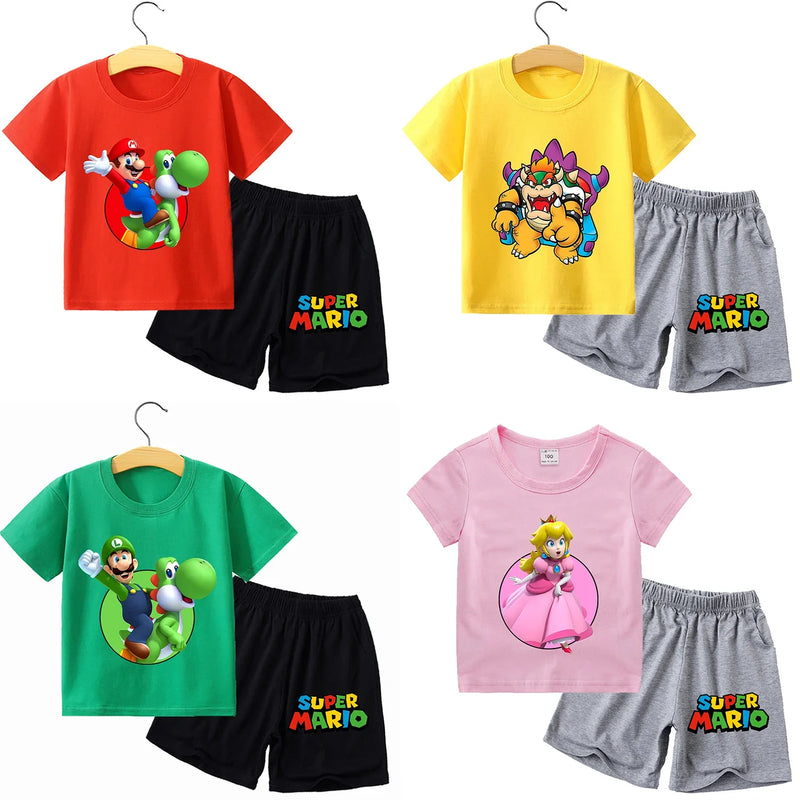 Set tricou de vară și pantaloni scurți pentru băieți Super Mario - mai multe variante