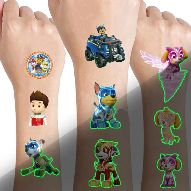 Tatuaj pentru copii autocolante strălucitoare Paw Patrol - mai multe variante