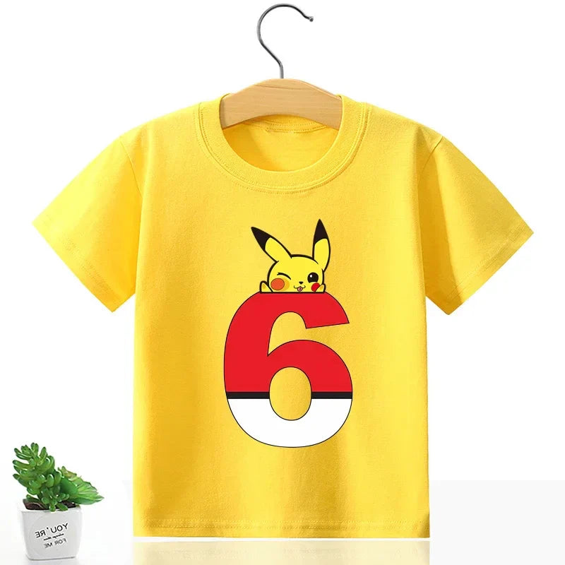 Tricoul zilei de naștere pentru copii cu numărul Pikachu - mai multe variante