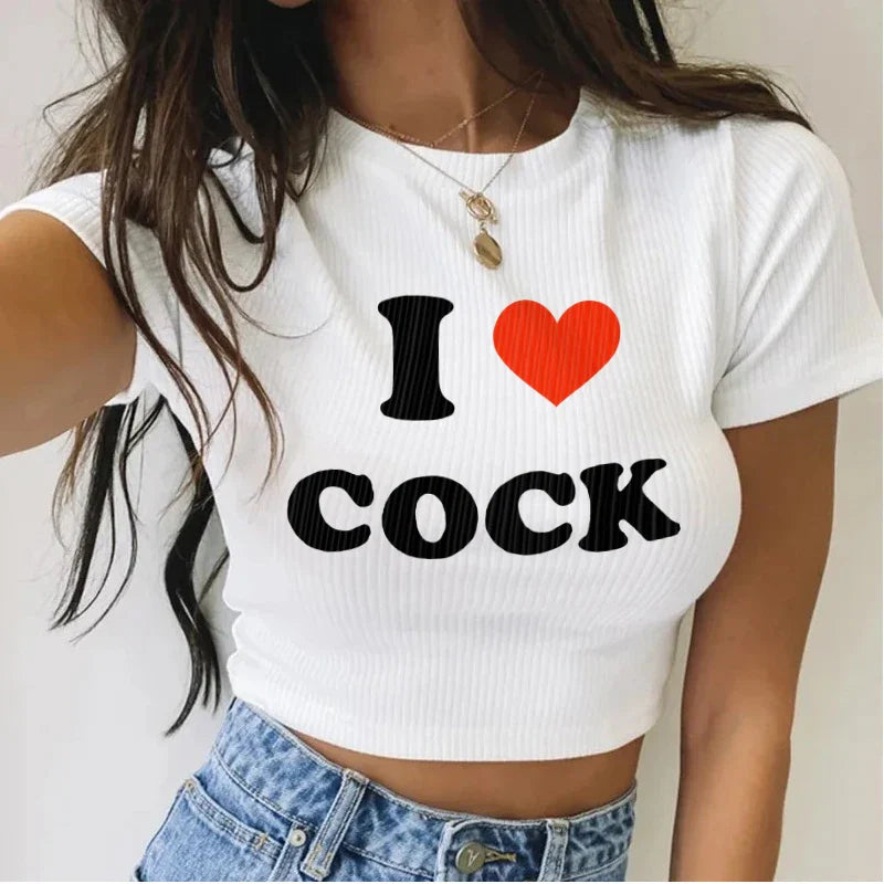 Tricou amuzant pentru femei I love cock
