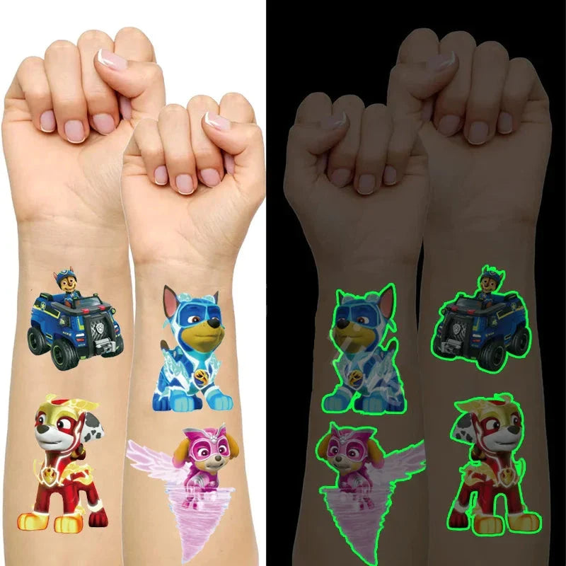 Tatuaj pentru copii autocolante strălucitoare Paw Patrol - mai multe variante