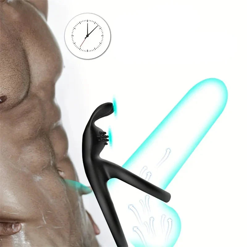 Inel de erecție vibrator cu stimulare clitoridiană