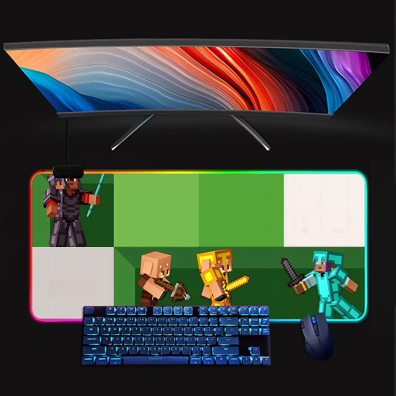 RGB luminos tastatură și mouse pad Minecraft - mai multe variante
