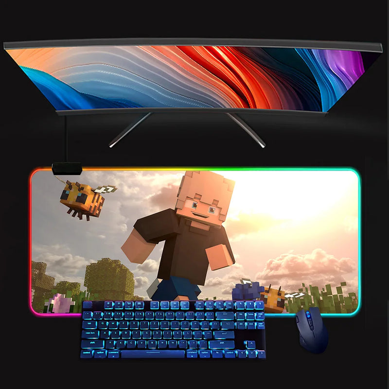 RGB luminos tastatură și mouse pad Minecraft - mai multe variante
