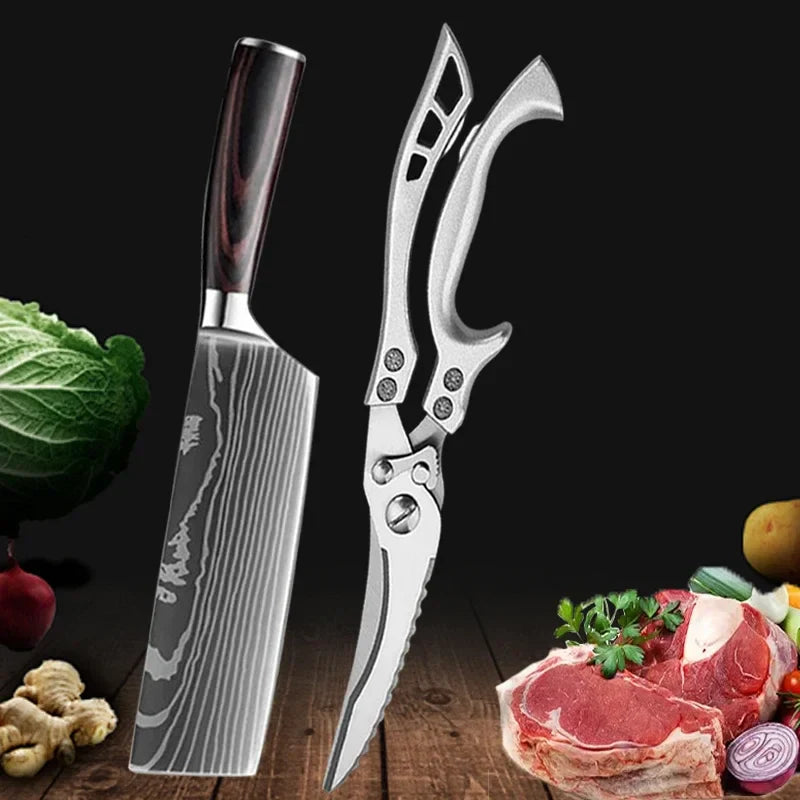 Set de cuțite de bucătărie SharpMaster™ cu model Damascene și foarfece
