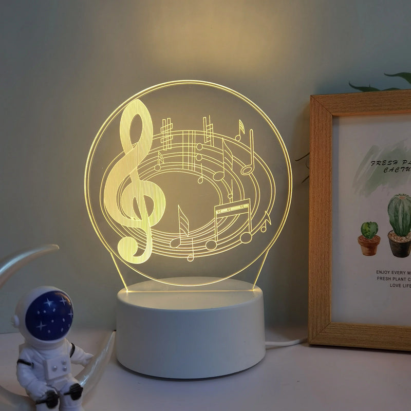 Lampă cu iluzie 3D cu motiv de cheie de vioară
