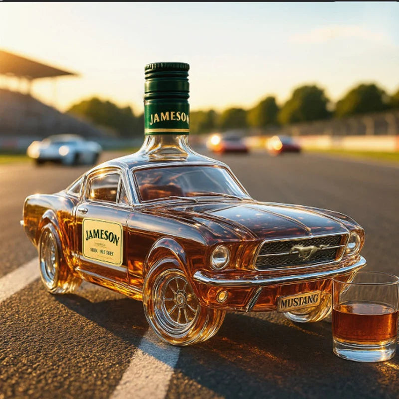Design sticla de whisky cu motiv masina - mai multe variante