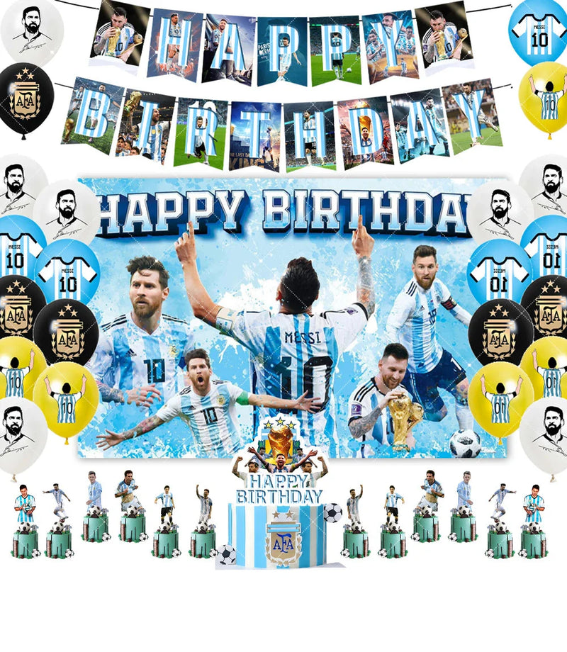 Set de petrecere de fotbal pentru ziua de naștere cu baloane Lionel Messi - mai multe variante