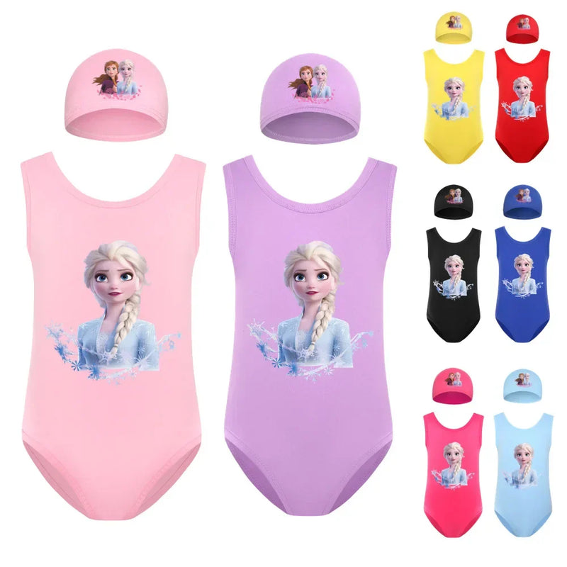 Fete costum de baie dintr-o singură piesă și capac Frozen - mai multe variante