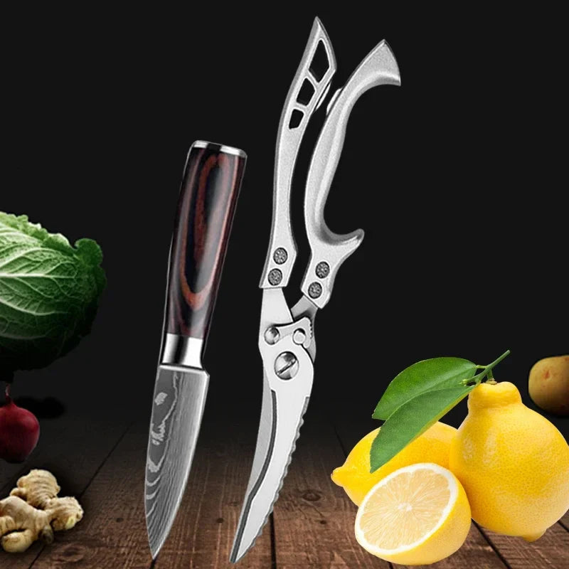 Set de cuțite de bucătărie SharpMaster™ cu model Damascene și foarfece
