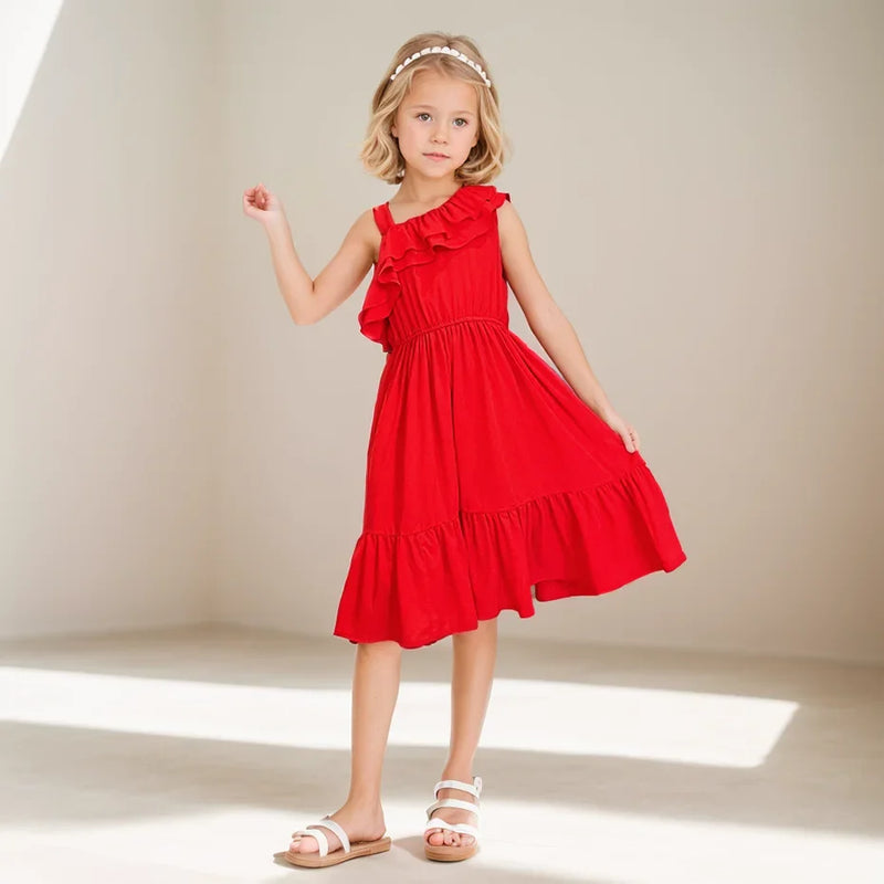 LittleElegance™ Rochie de vară roșie pentru fete